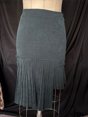 Dark Teal Pleated Hem Women's Skirt